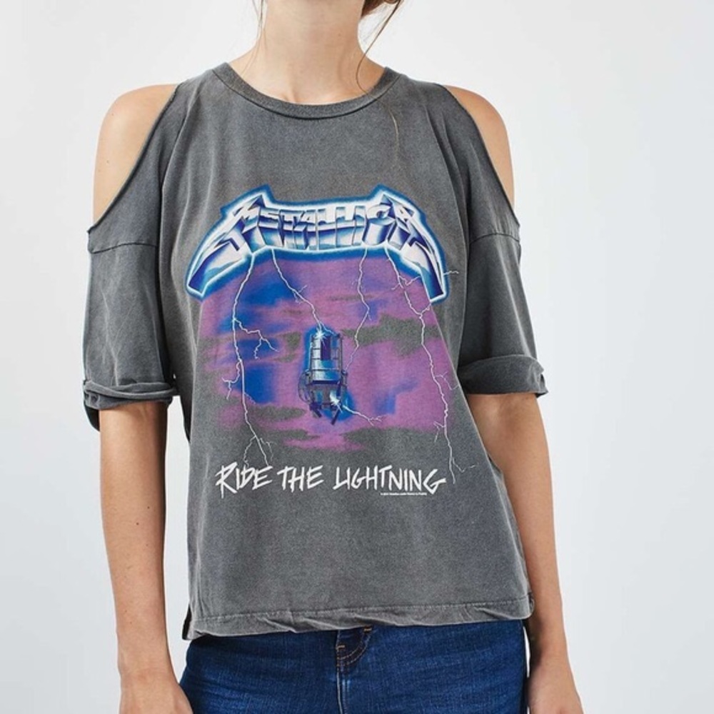 NWT Topshop Metallica cut out t-shirt. L Large 12